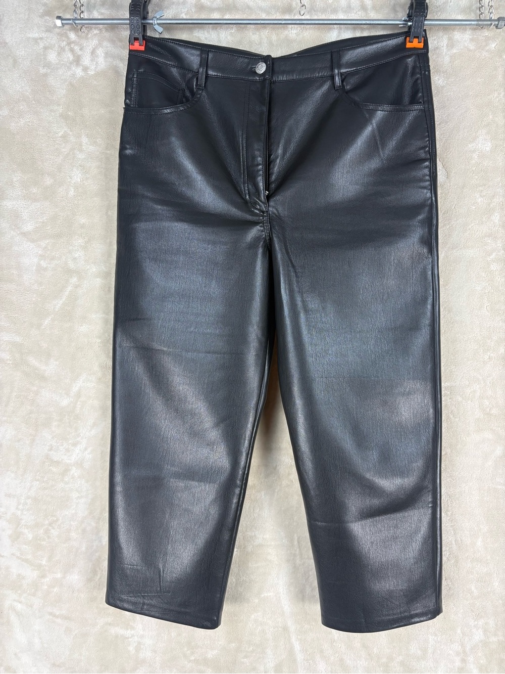 Wilfred Black Faux Leather Cropped Straight-Leg Pants